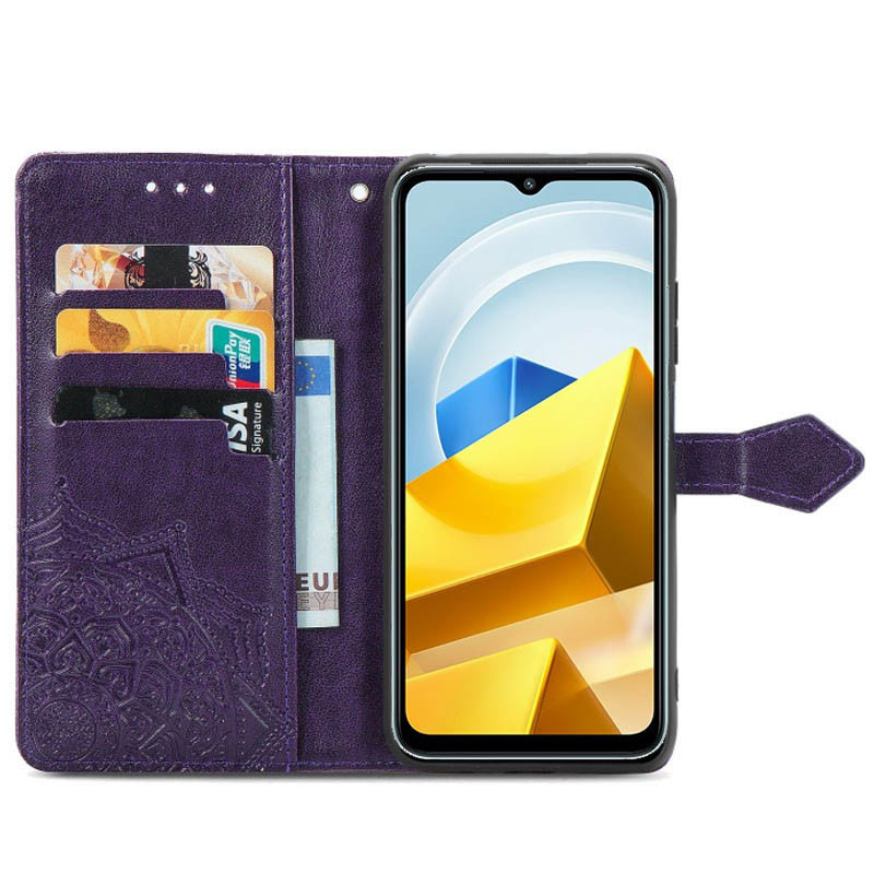 Фото Кожаный чехол-книжка Art Case с визитницей для Xiaomi Poco M5 (Фиолетовый) на vchehle.ua