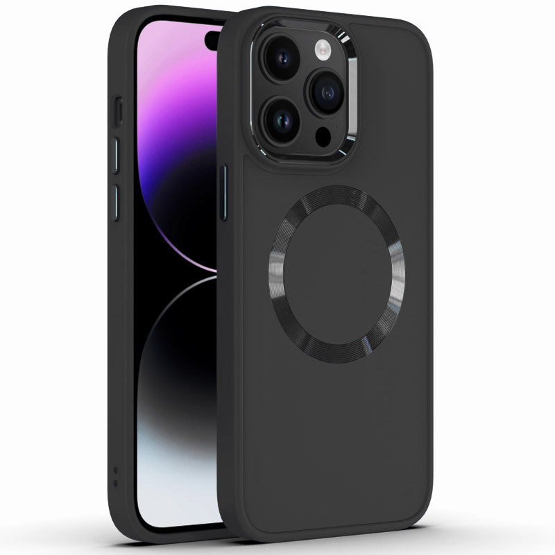 TPU чехол Bonbon Metal Style with Magnetic safe для Apple iPhone 13 Pro (6.1") (Черный / Black)