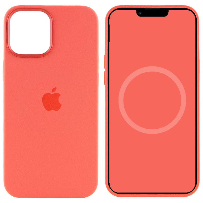 Уценка Чехол Silicone case (AAA) full with Magsafe and Animation для Apple iPhone 12 Pro Max (6.7") (Дефект упаковки / Оранжевый / Pink citrus)