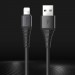 Кабель ROCK Hi-Tensile USB to Lightning (2.1A Charge & Sync round Cable) 120cm (Черный / Black)