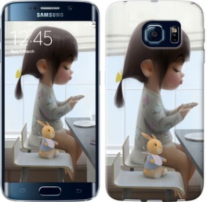 Чехол Милая девочка с зайчиком для Samsung Galaxy S6 Edge G925F
