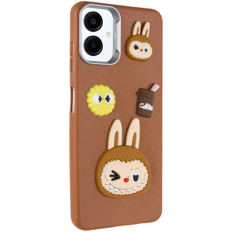 Чехол TPU Leather Toys для Samsung Galaxy A06 (Labubu / Brown)