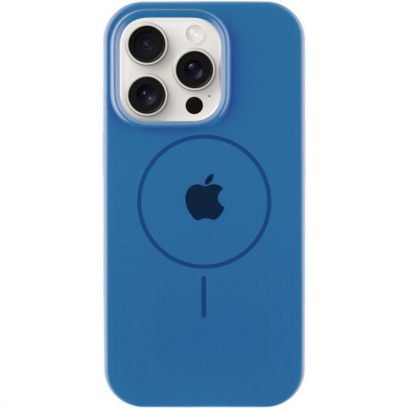 Чехол Silicone Case Full Protective (AA) with Magnetic Safe для Apple iPhone 14 Pro (6.1") (Синий / Denim Blue)