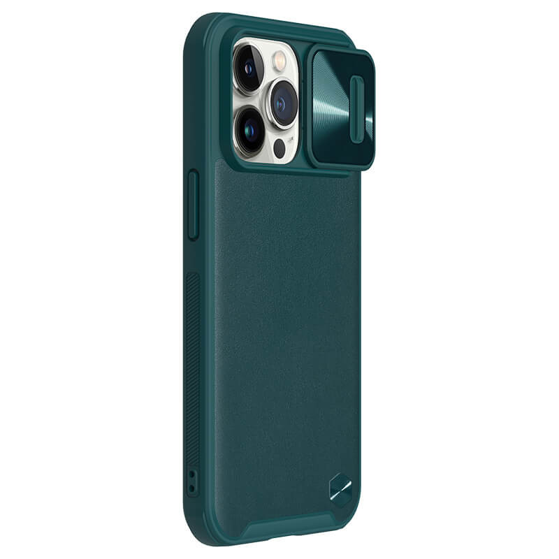 Кожаная накладка Nillkin Camshield Leather (шторка на камеру) для Apple iPhone 13 Pro Max (6.7") (Зеленый / Green)