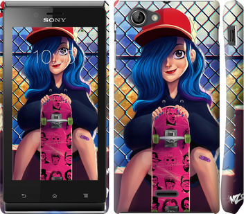 

Чехол Прикольная девочка со скейтбордом для Sony Xperia J ST26i 618304