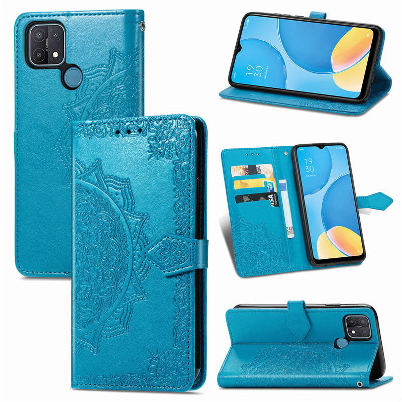 Фото Кожаный чехол (книжка) Art Case с визитницей для Oppo A15 / A15s (Синий) на vchehle.ua