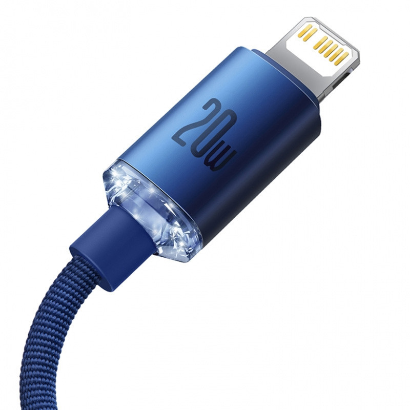 Купить Дата кабель Baseus Crystal Shine Series Type-C to Lightning 20W (1.2m) (CAJY00020) (Blue) на vchehle.ua