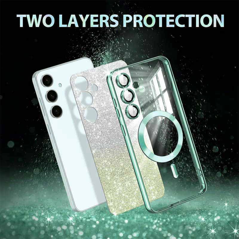 Фото TPU чохол Delight case with Magnetic Safe з захисними лінзами на камеру на Samsung Galaxy S23 FE (Зелений / Emerald) на vchehle.ua