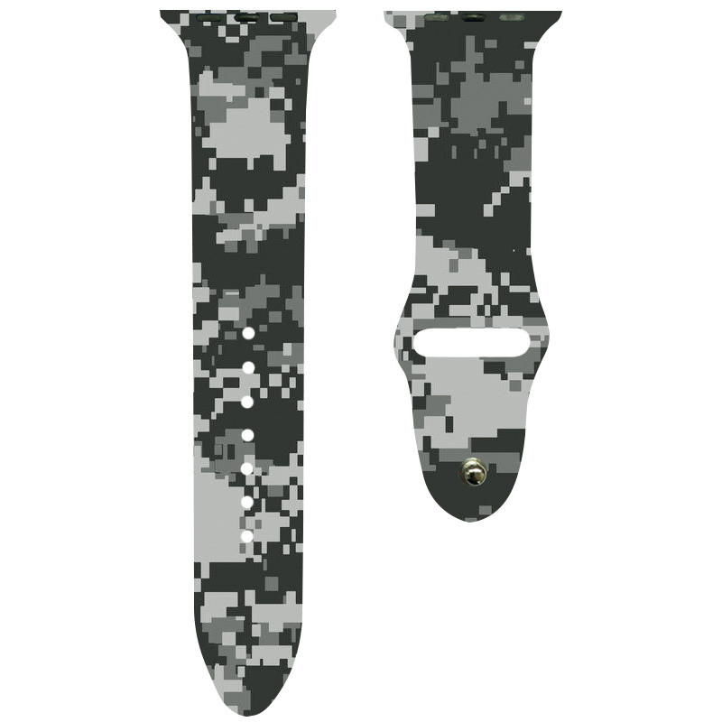 Уценка Силиконовый ремешок с рисунком для Apple Watch 38/40/41/42mm(ser.10) (Поврежденная упаковка / Зеленый/Пиксель)