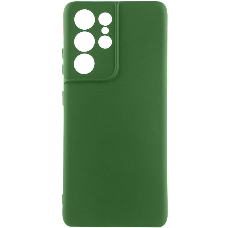 Чехол TPU GETMAN Liquid Silk Full Camera для Samsung Galaxy S21 Ultra (Зеленый / Dark green)