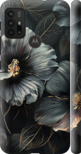 Чехол Черные цветы для Motorola Moto G30