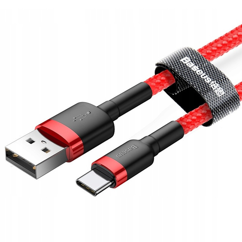 Фото Дата кабель Baseus Cafule Type-C Cable 3A (1m) (CATKLF) (CATKLF-B) (Червоний) на vchehle.ua