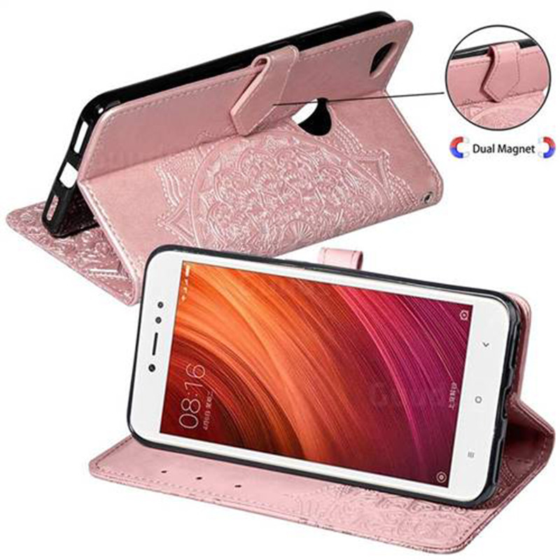 Кожаный чехол-книжка Art Case с визитницей для Xiaomi Redmi 4X (Розовый) в магазине vchehle.ua