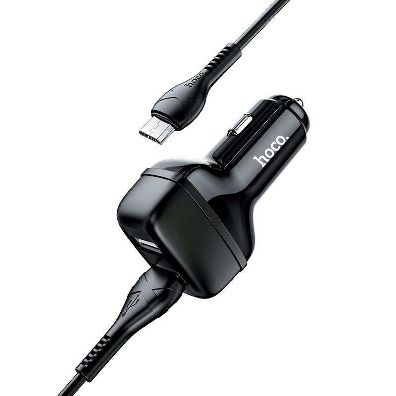 Фото АЗП Hoco Z36 (2USB/2.4A) + MicroUSB (Чорний) в маназині vchehle.ua