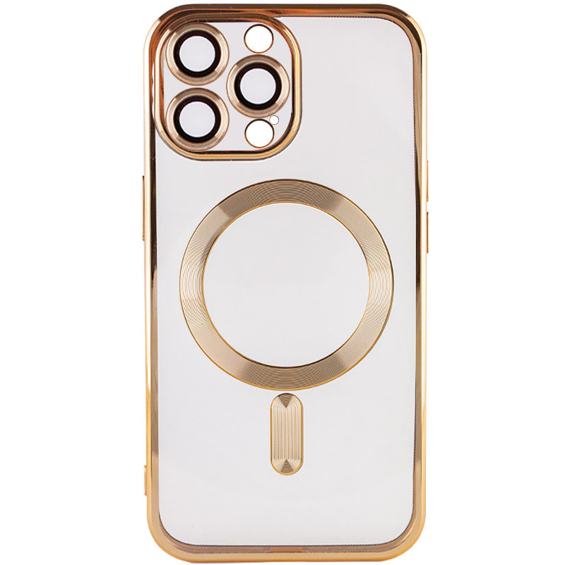 Фото TPU чохол Fibra Chrome with Magnetic safe на Apple iPhone 14 Pro Max (6.7") (Gold) на vchehle.ua