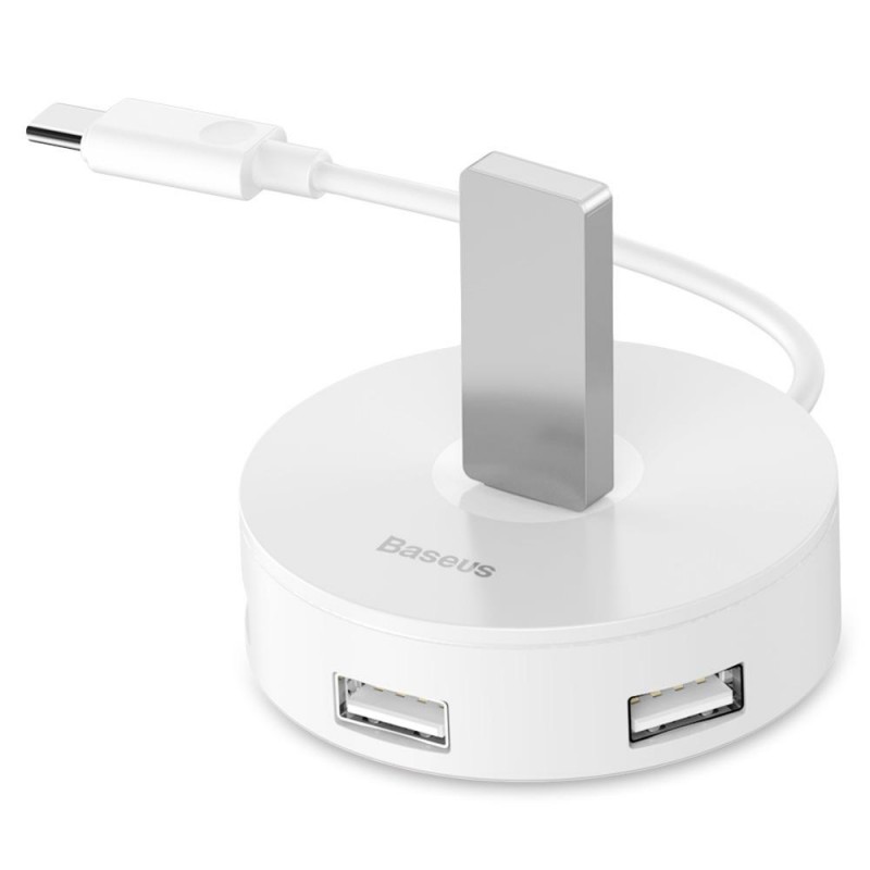 Фото Перехідник HUB Baseus Round Box Type-C to USB 3.0 + 3USB 2.0 (CAHUB-G) (Бiлий) на vchehle.ua