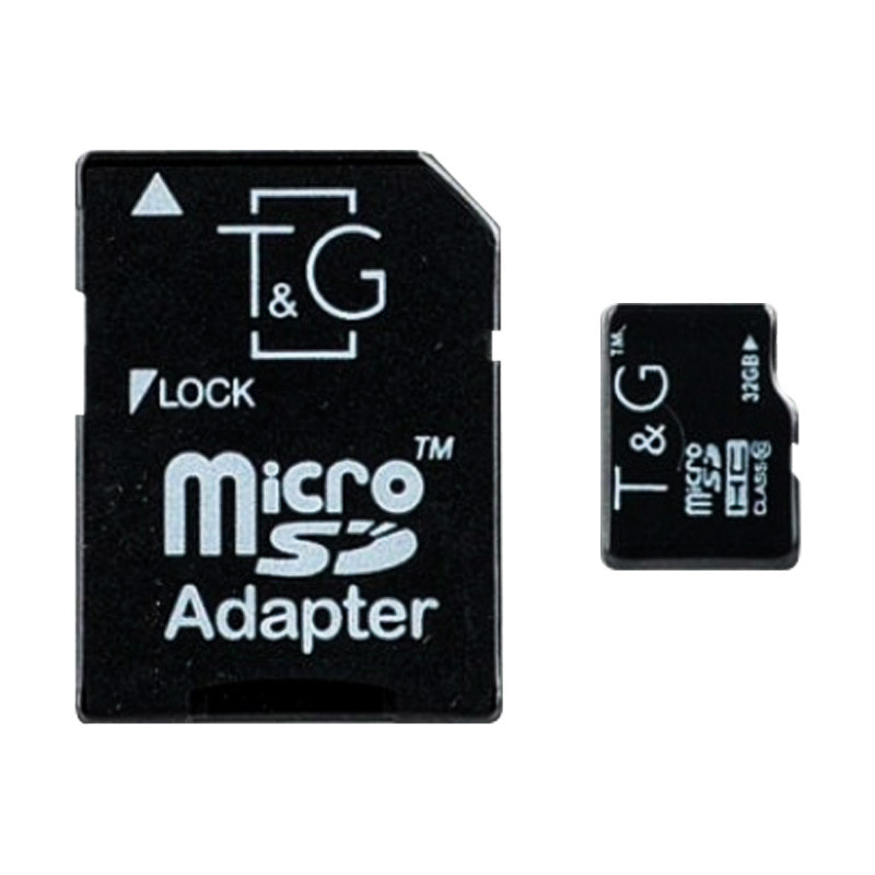 

Карта пам'яті T&G microSDHC 32 GB class 10 (з адаптером) (Чорний) 1058430