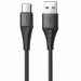 Кабель ROCK Hi-Tensile USB to Type-C (3A Charge & Sync round Cable) 100cm (Черный / Black)