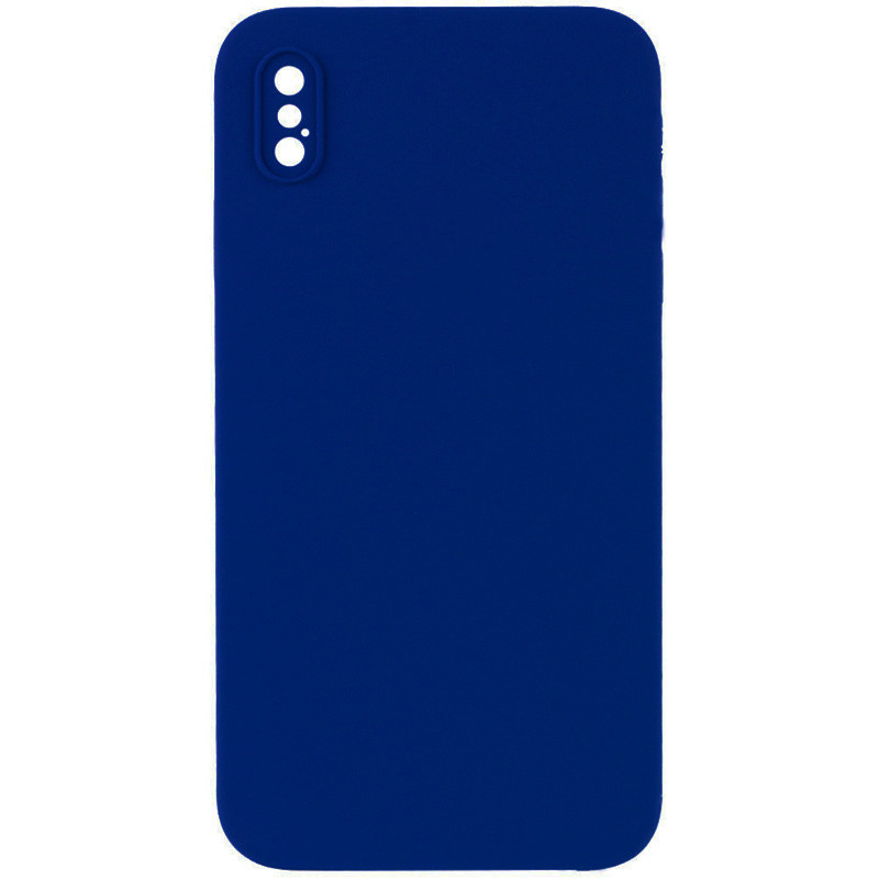 Silicone Case Square Full Camera Protective (AA) NOLOGO на Apple iPhone X / XS (5.8") (Синій / Deep navy)