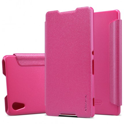 Шкіряний чохол (книжка) Nillkin Sparkle Series на Sony Xperia Z3+/Xperia Z3+ Dual (Рожевий)