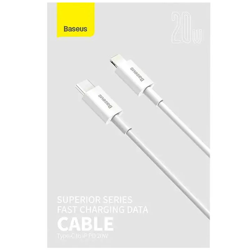 Фото Дата кабель Baseus Superior Series Fast Charging Type-C to Lightning PD 20W (1m) (CATLYS-A) (Білий) в маназині vchehle.ua