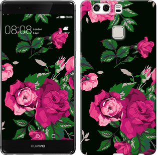 

Чохол Троянди на чорному тлі на Huawei P9 Plus 547096