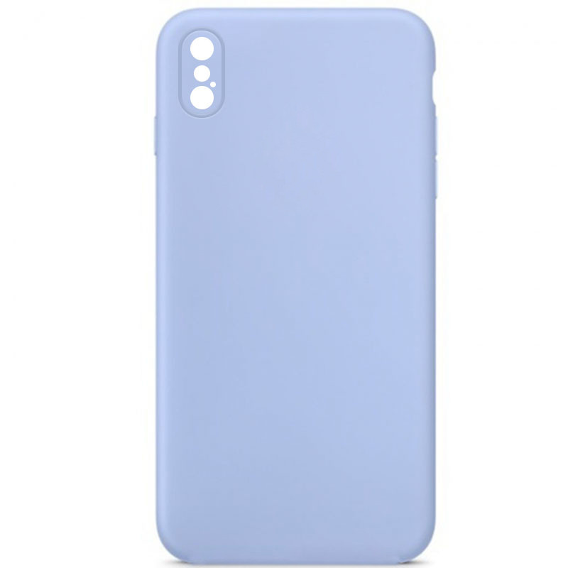 Silicone Case Square Full Camera Protective (AA) NOLOGO для Apple iPhone X / XS (5.8") (Голубой / Lilac Blue)