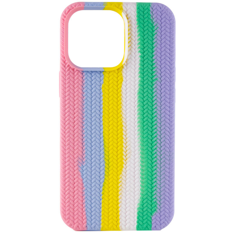 Чехол Silicone case Full Braided для Apple iPhone 13 Pro (6.1") (Розовый / Сиреневый)