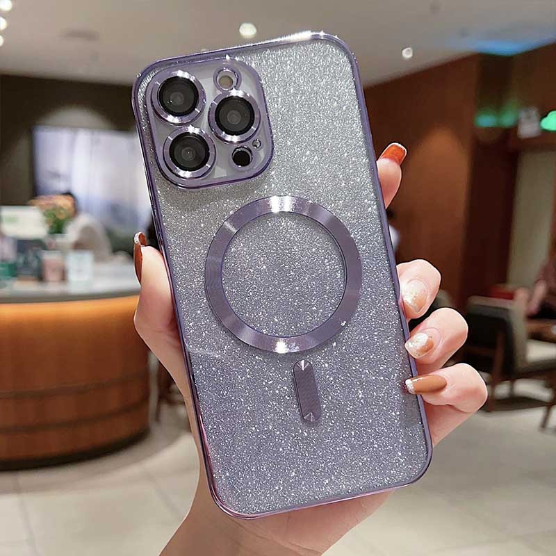 Фото TPU чохол Delight case with Magnetic Safe з захисними лінзами на камеру на Apple iPhone 14 Pro (6.1") (Фіолетовий / Deep Purple) на vchehle.ua