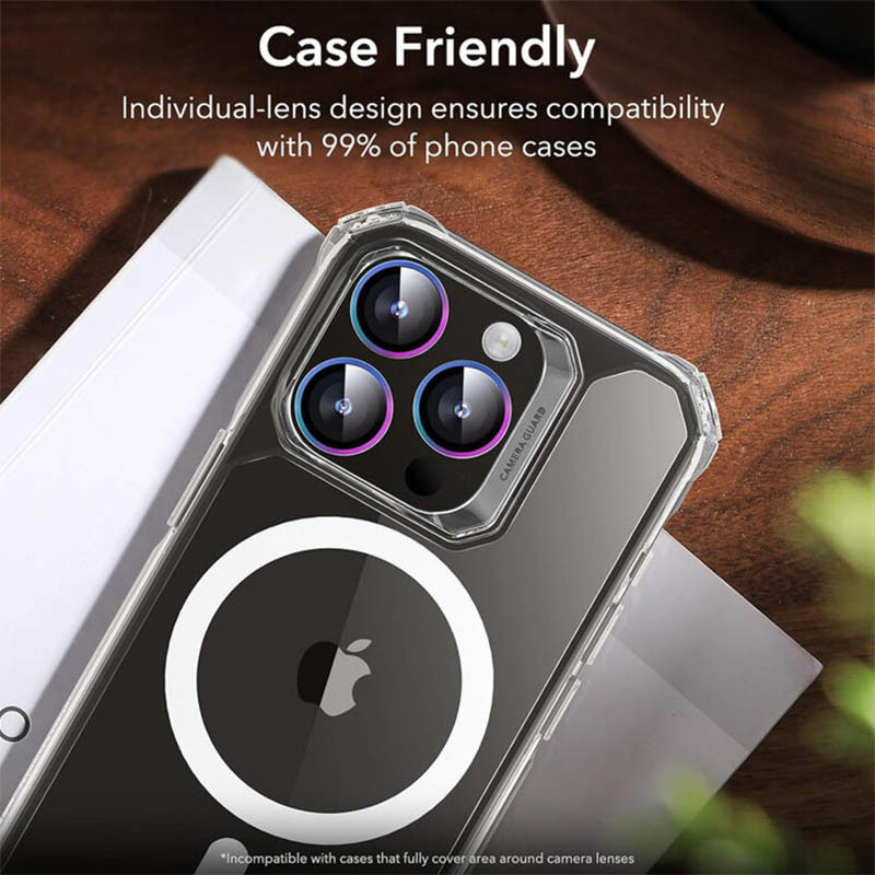 Захисне скло Metal Classic на камеру (в упак.) на Apple iPhone 13 Pro / 13 Pro Max (Бузковий / Rainbow) в магазині vchehle.ua