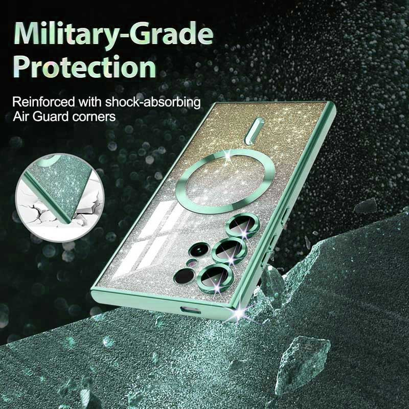 Фото TPU чохол Delight case with Magnetic Safe з захисними лінзами на камеру на Samsung Galaxy S25 Ultra (Зелений / Emerald) на vchehle.ua