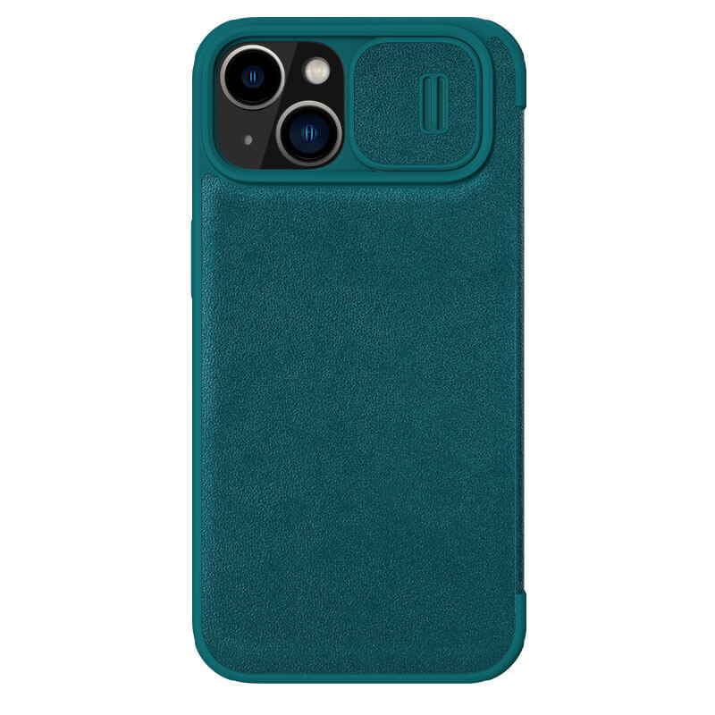 Фото Шкіряний чохол (книжка) Nillkin Qin Pro Plain Camshield на Apple iPhone 14 (6.1") (Зелений) на vchehle.ua