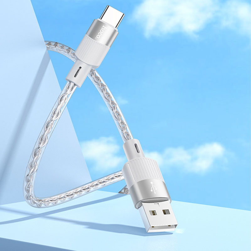 Дата кабель Hoco X99 Crystal Junction USB для Type-C (1m) (Gray) в магазині vchehle.ua