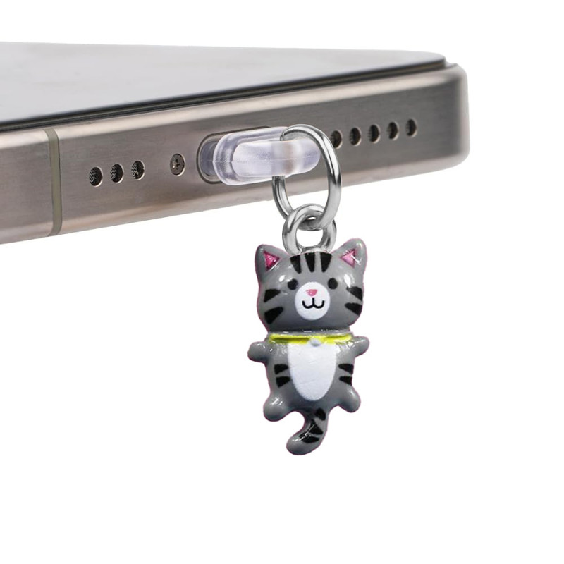 Заглушка силіконова Type-C з підвіскою IP44 (Cat ceramic gray)
