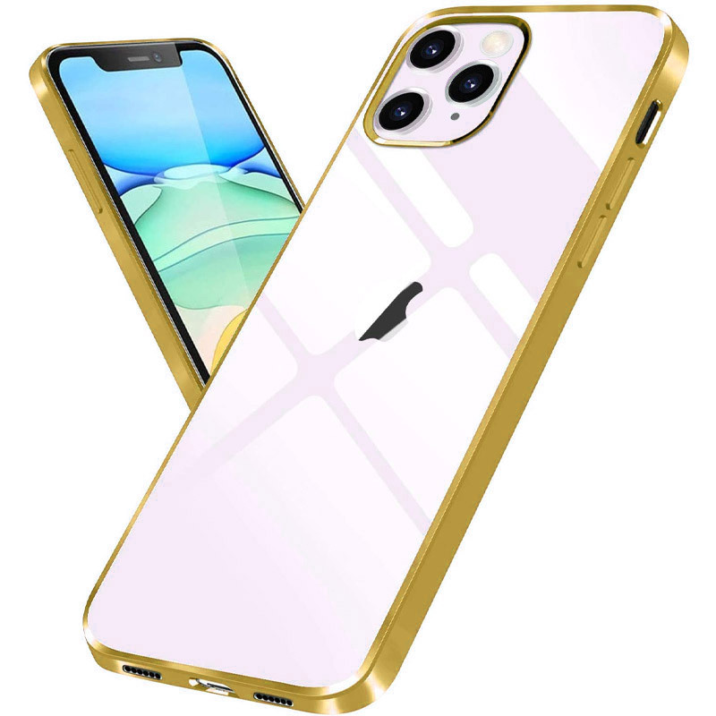 Уценка Прозрачный силиконовый чехол с глянцевой окантовкой для Apple iPhone 12 Pro Max (6.7") (Царапина / Золотой)