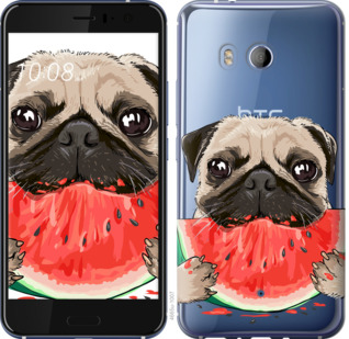 

Чехол Мопс и арбуз для HTC U11 843517