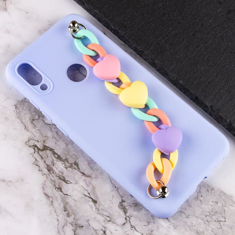 Фото Чохол Chained Heart з підвісним ланцюжком на Xiaomi Redmi Note 7 / Note 7 Pro / Note 7s (Lilac Blue) в маназині vchehle.ua