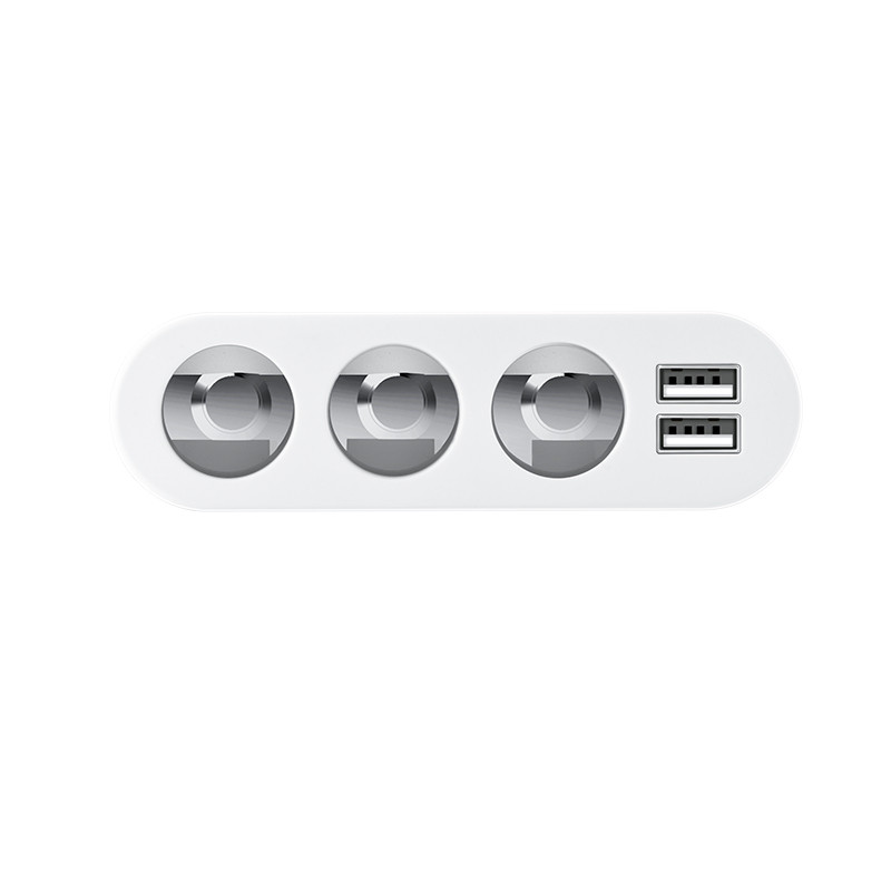 Купити АЗП з перехідником прикурювача Hoco Z13 (3 порту + 2USB / 2.1A + LCD) (Сталевий) на vchehle.ua
