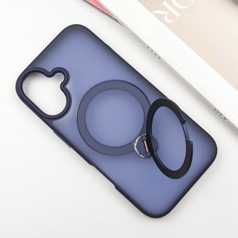 Фото TPU+PC чехол Metal Buttons with Magnetic Safe Colorful HQ Ring для Apple iPhone 16 (6.1") (Dark Blue) в магазине vchehle.ua