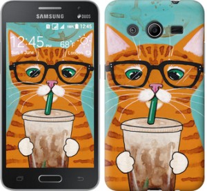 Чохол Зеленоокий кіт в окулярах на Samsung Galaxy Core 2 G355