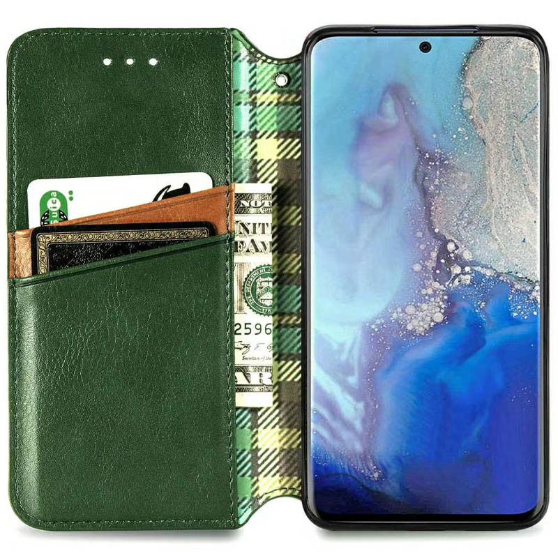 Фото Шкіряний чохол-книжка GETMAN Cubic (PU) на Xiaomi Redmi Note 9 / Redmi 10X (Зелений) на vchehle.ua