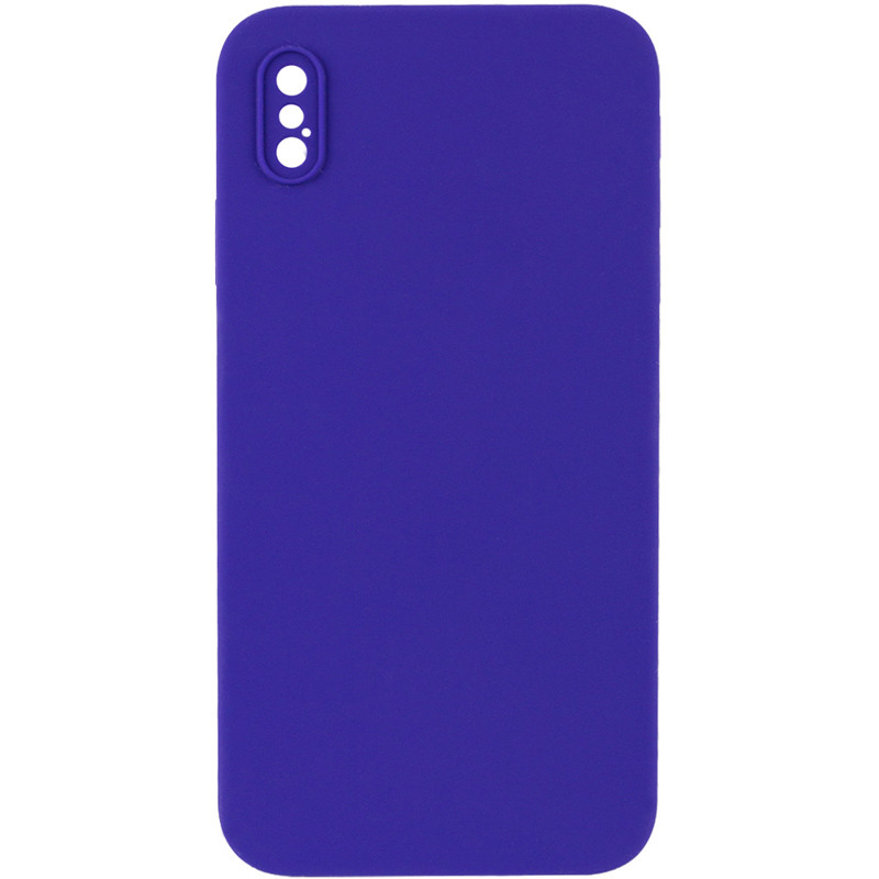 Silicone Case Square Full Camera Protective (AA) NOLOGO на Apple iPhone X / XS (5.8") (Фіолетовий / Ultra Violet)