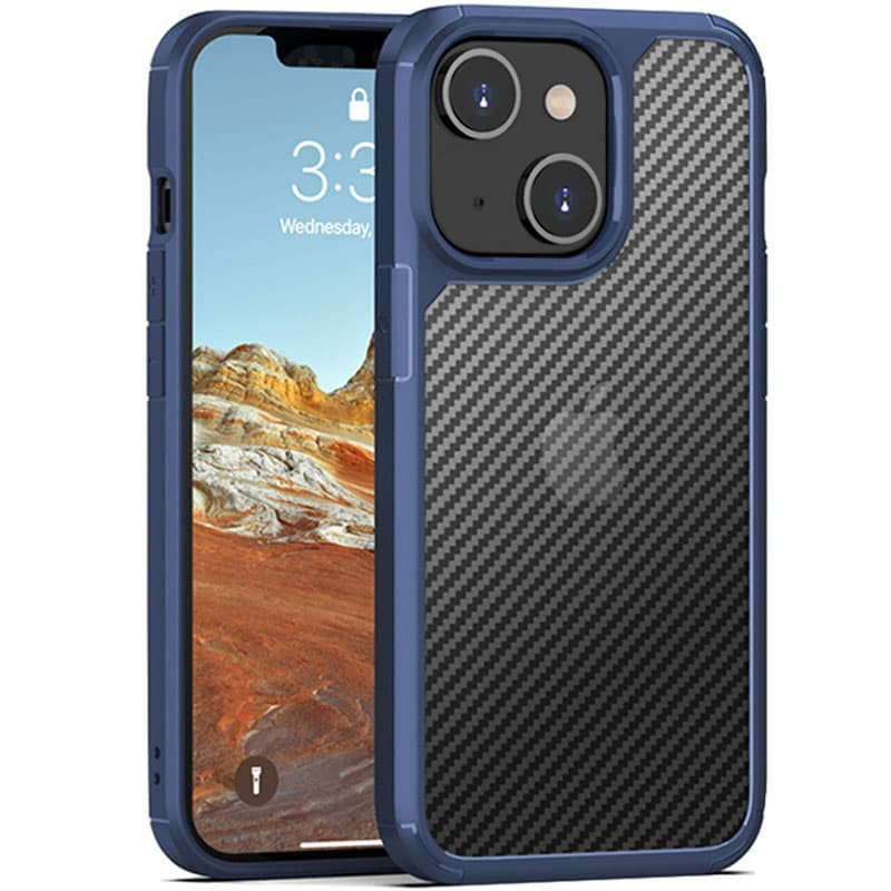 

Чехол TPU+PC Matte Carbon для Apple iPhone 13 (6.1") (Синий) 1216629