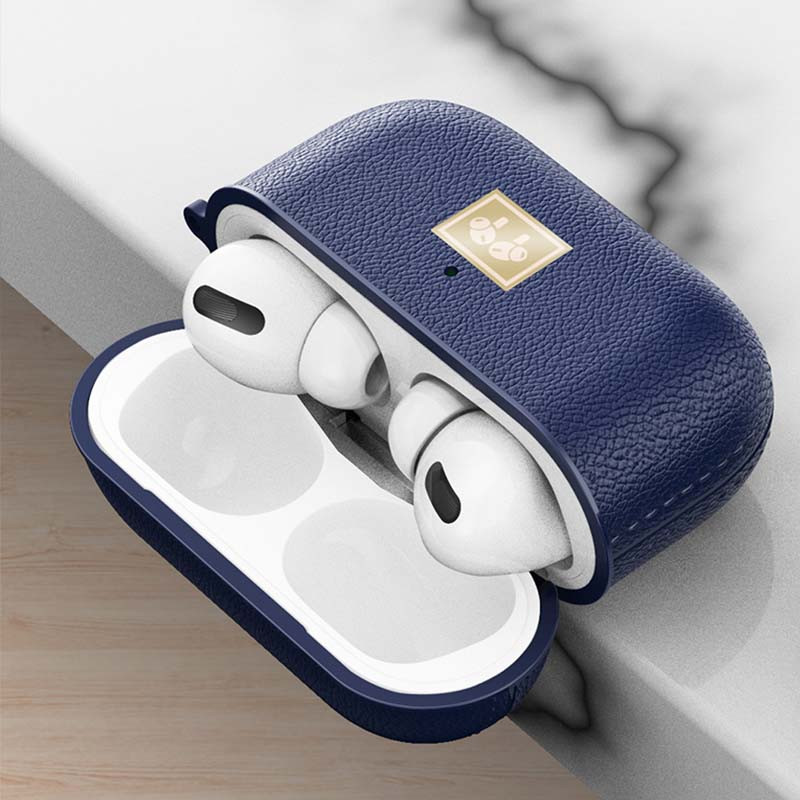 Фото TPU футляр Leather Type для наушников Airpods Pro (Синий) в магазине vchehle.ua