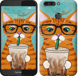 Чехол Зеленоглазый кот в очках для Huawei Honor V9 / Honor 8 Pro