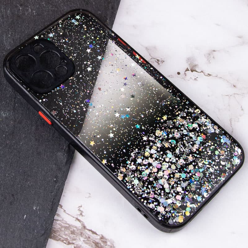 Фото TPU чехол Spangle star с защитой камеры для Apple iPhone 13 Pro Max (6.7") (Черный) в магазине vchehle.ua