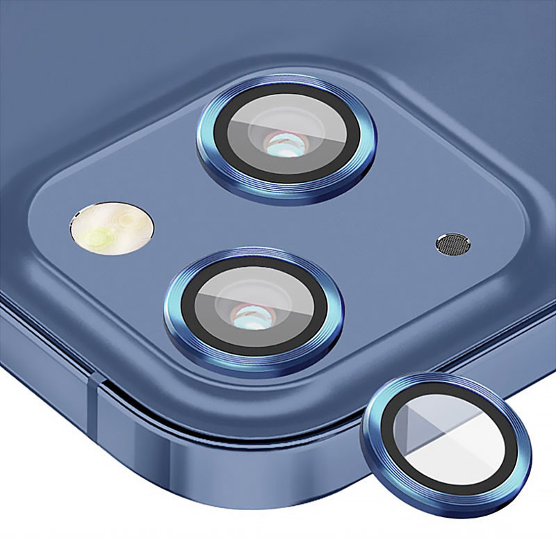 Фото Защитное стекло Metal Classic на камеру (в упак.) для Apple iPhone 13 mini / 13 (Синий / Blue) на vchehle.ua