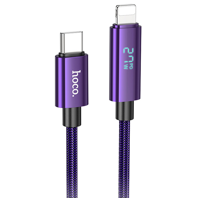 Дата кабель Hoco U125 Benefit 27W Type-C to Lightning with display (1.2m) (Purple)