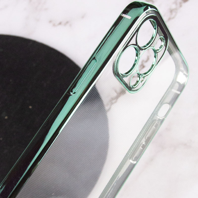 Фото Прозорий силіконовий чохол глянцева окантовка Full Camera на Apple iPhone 12 Pro Max (6.7") (Зелений) в маназині vchehle.ua