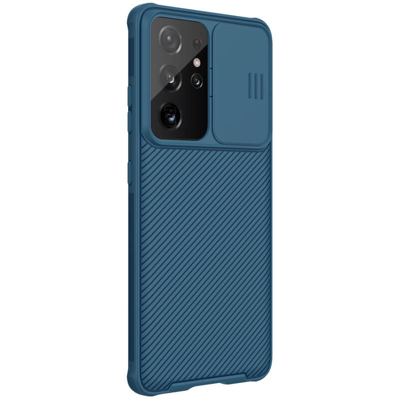 Купити Карбонова накладка Nillkin Camshield (шторка на камеру) на Samsung Galaxy S21 Ultra (Синій / Blue) на vchehle.ua